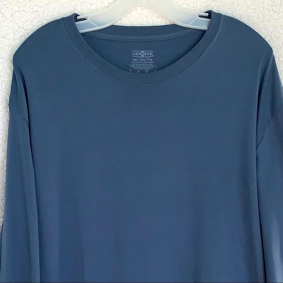 NWOT slate blue 100% cotton ultra-soft Jerzees long-sleeve t-shirt - Picture 2 of 4